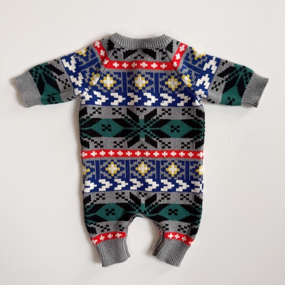Hanna Andersson Winter Festival Baby 1st Holiday Sweater Romper Gift 0-3 Month - Picture 5 of 11